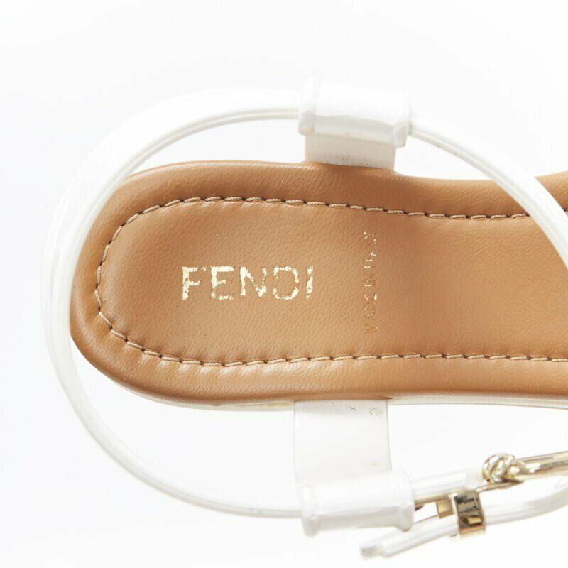 FENDI white jelly rubber ankle strap beige tricolor flat platform sandals EU36 6