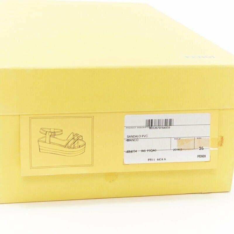 FENDI white jelly rubber ankle strap beige tricolor flat platform sandals EU36 8
