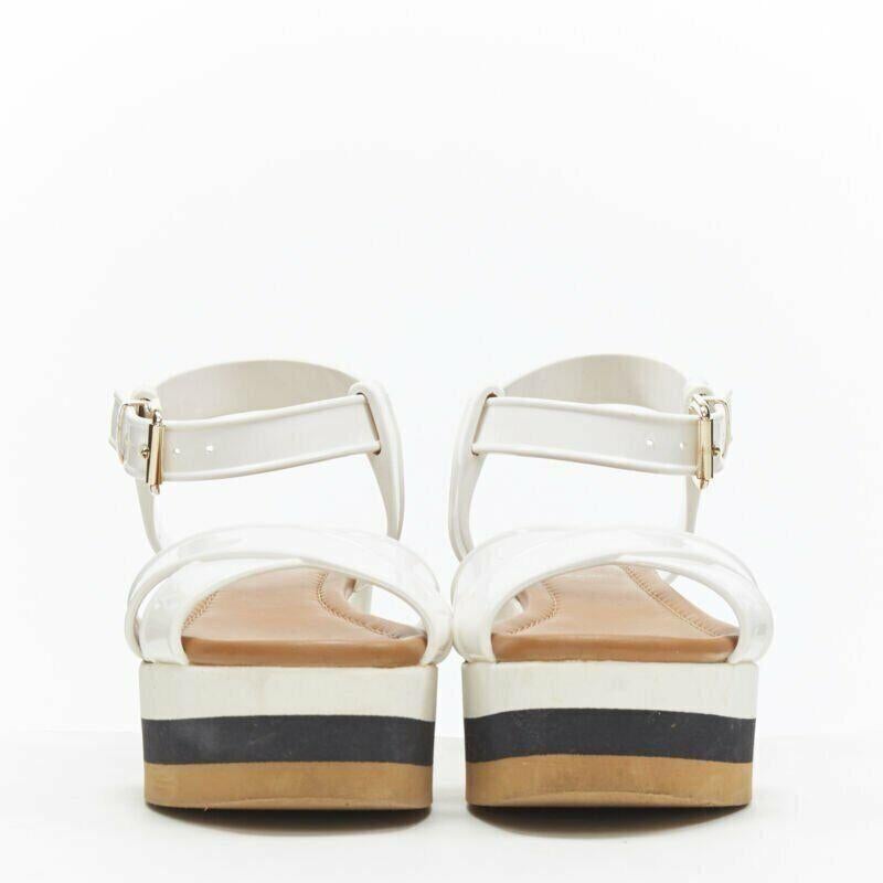 FENDI white jelly rubber ankle strap beige tricolor flat platform sandals EU36 In Good Condition In Hong Kong, NT