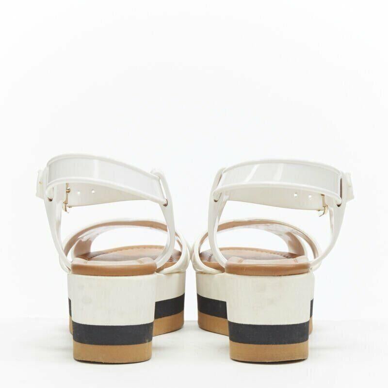 FENDI white jelly rubber ankle strap beige tricolor flat platform sandals EU36 1