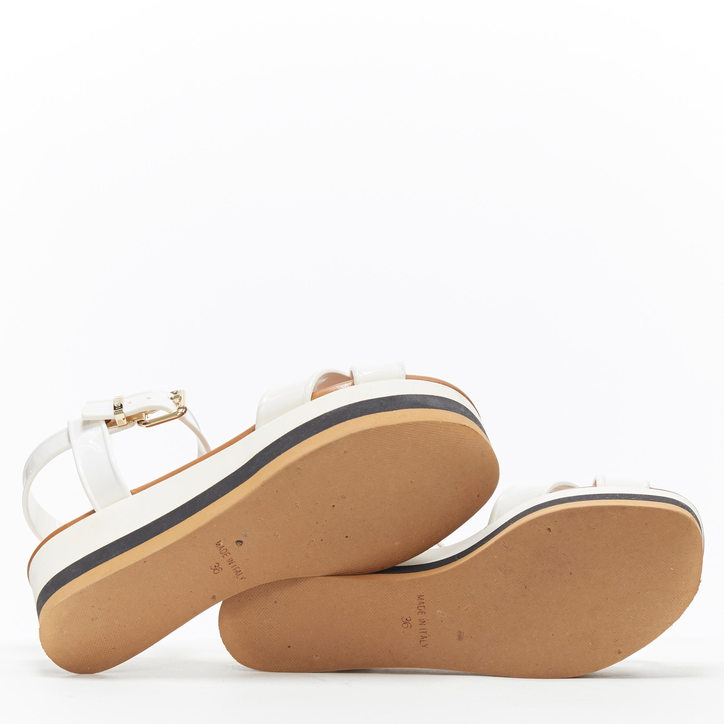 Beige FENDI white jelly rubber ankle strap beige tricolor flat platform sandals EU36