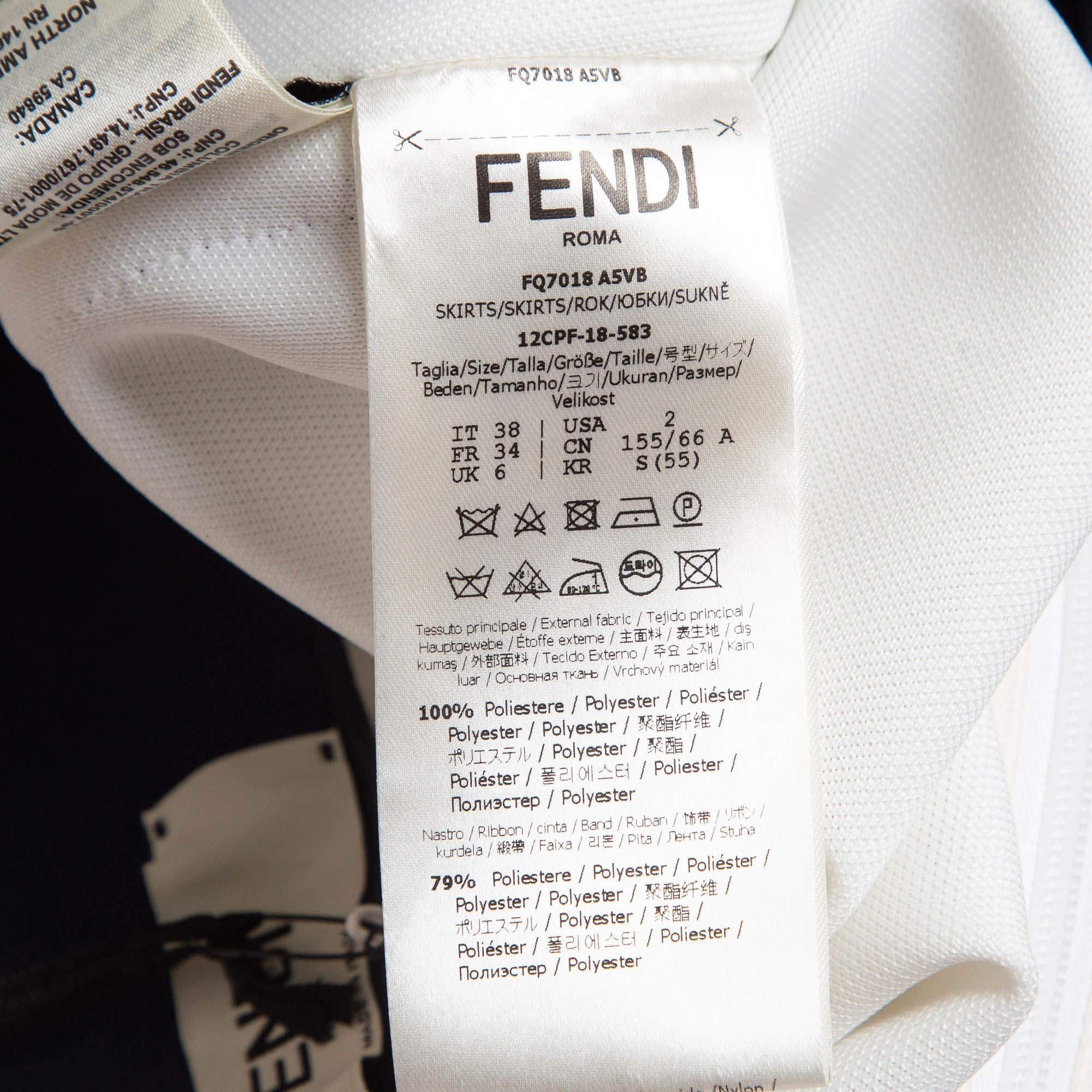 Fendi White Jersey Knit Zucca Stripe Detail Pencil Skirt S 2