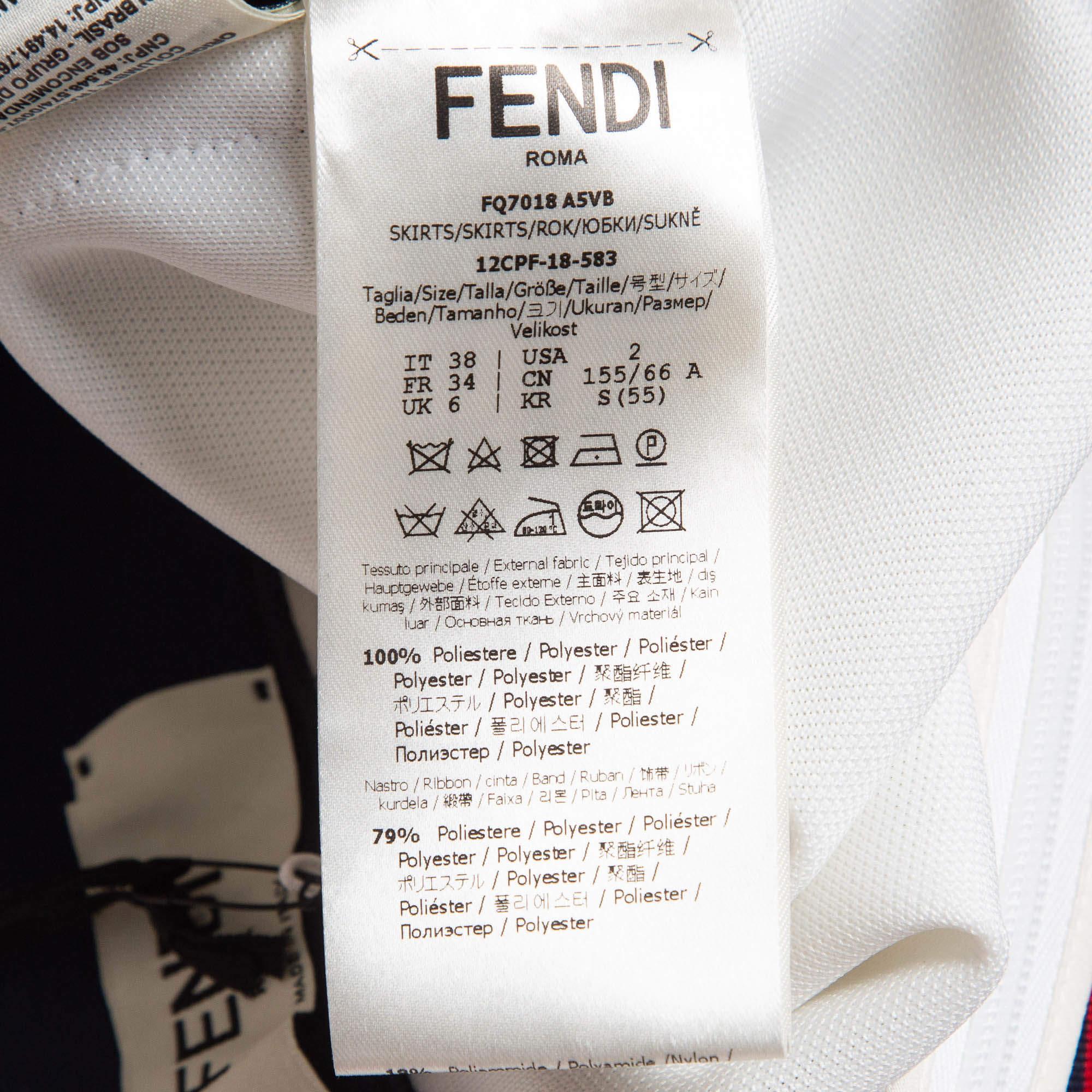 Fendi White Jersey Knit Zucca Stripe Detail Pencil Skirt S 4