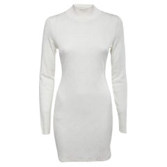 Fendi White Knit Brush Monogram Bodycon Dress M