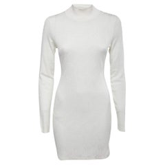 Fendi Weißer Strick Pinsel Monogramm Bodycon Kleid M