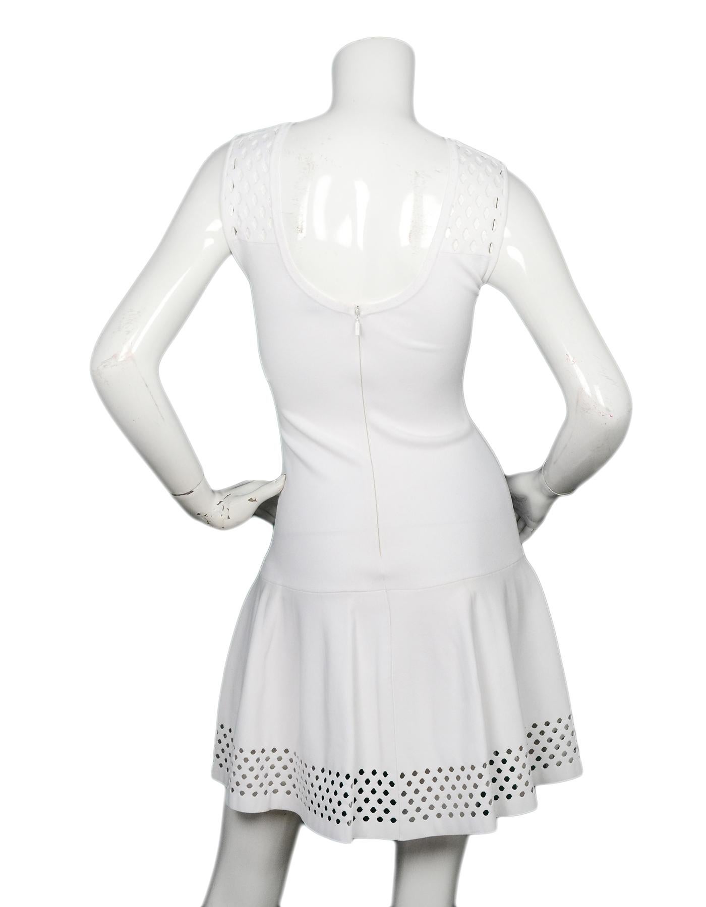 Gray Fendi White Knit Cutout Mini Dress Sz IT36/US0