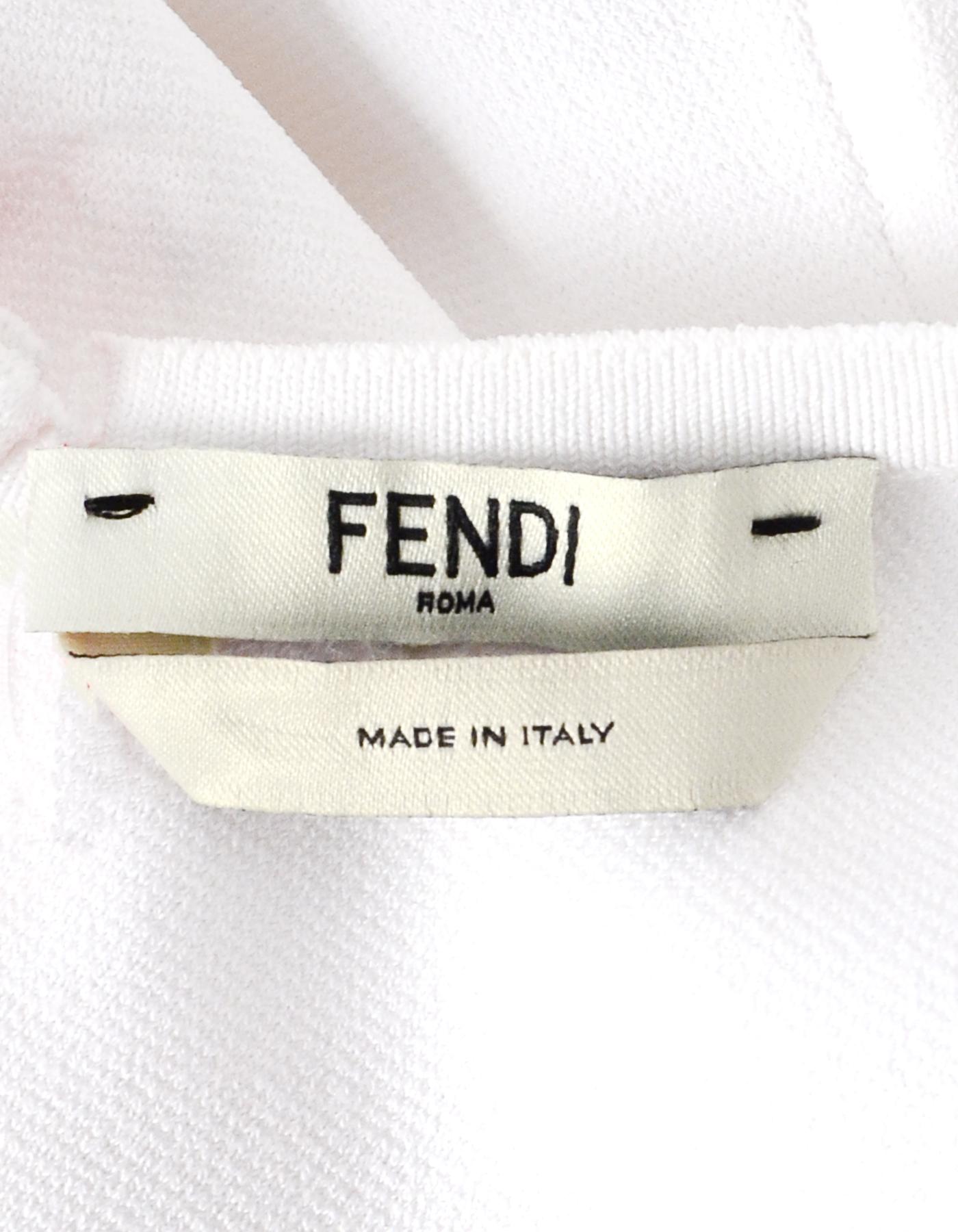 Fendi White Knit Cutout Mini Dress Sz IT36/US0 In Excellent Condition In New York, NY