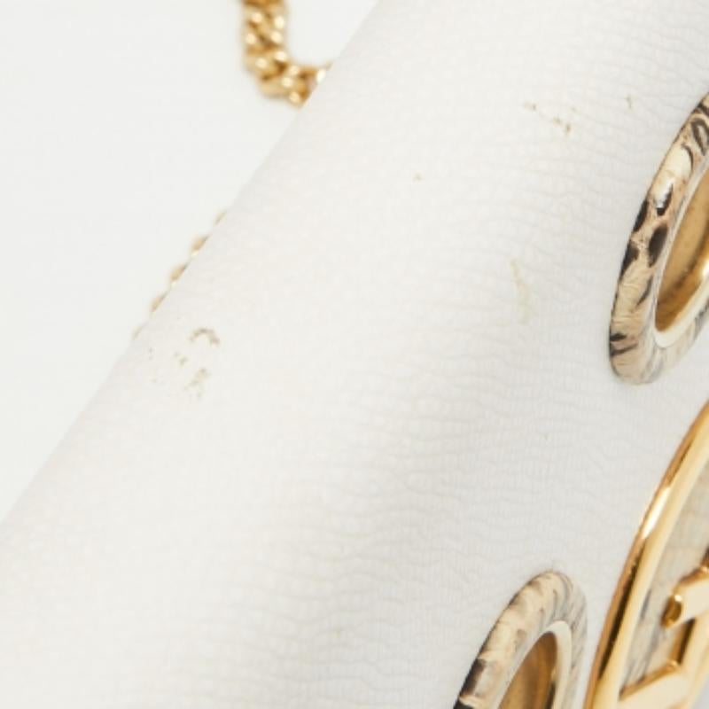 Women's Fendi White Leather and Python Trim F is Fendi Wallet on Chain For Sale