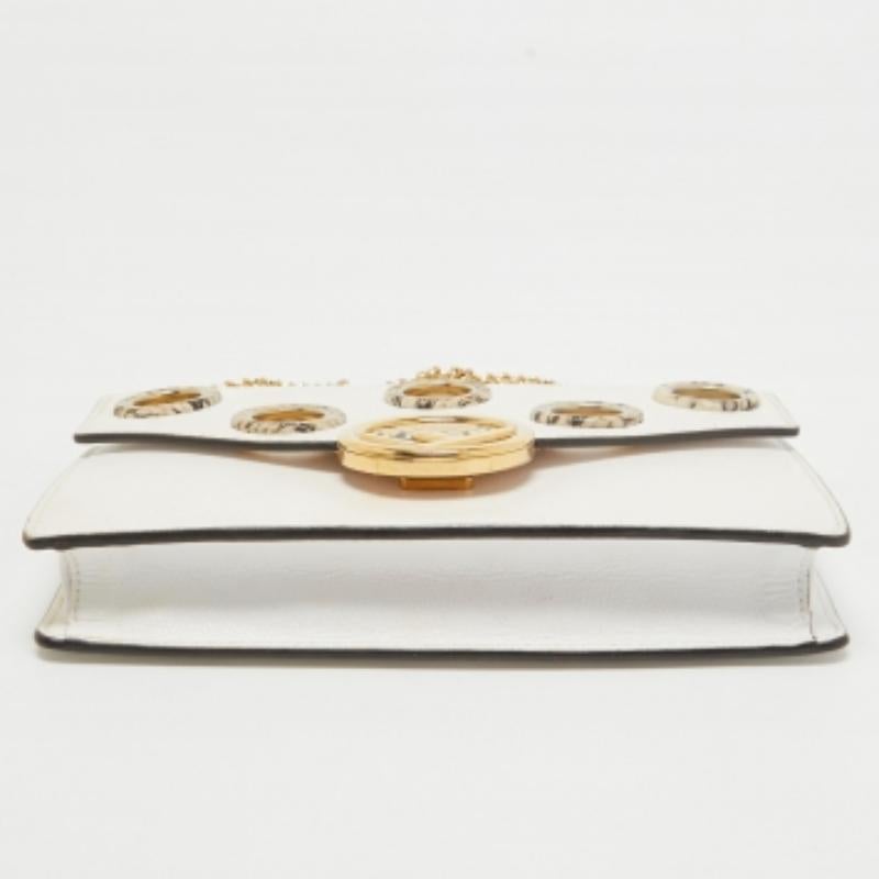 Fendi White Leather and Python Trim F is Fendi Wallet on Chain For Sale 3