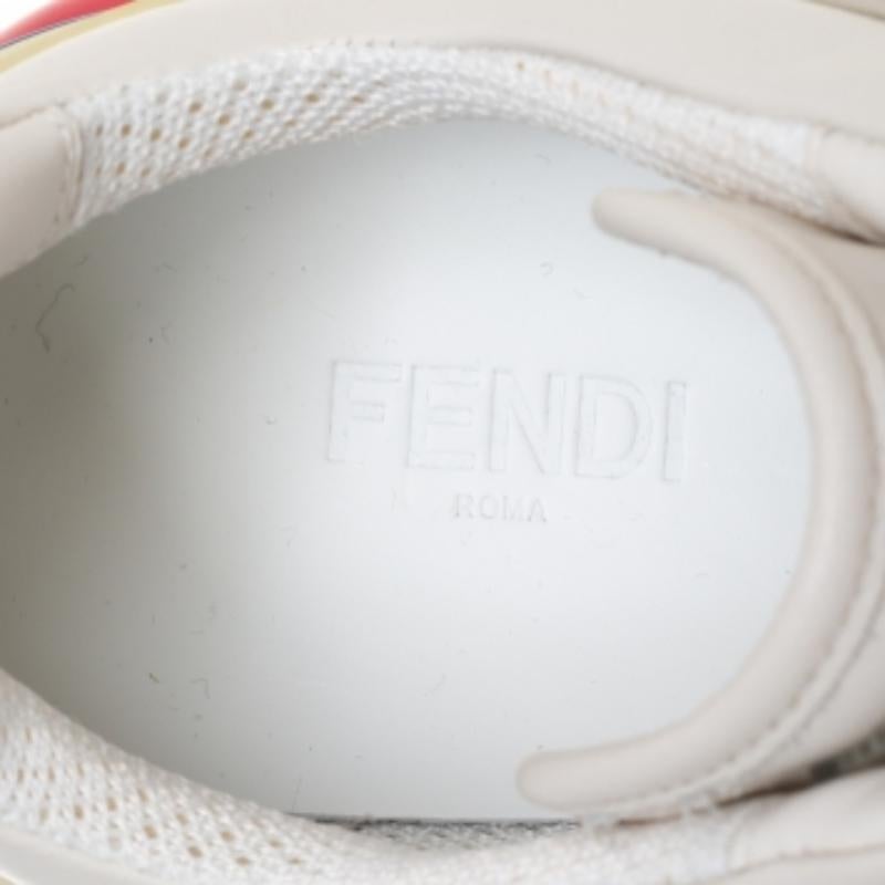 Fendi White Leather And Rubber Fendi-Fila Mania Logo Low Top Sneakers Size 39 For Sale 2