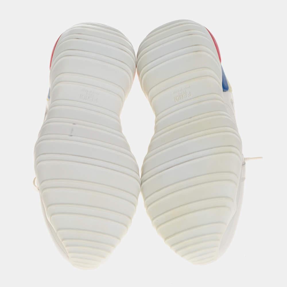 Fendi Blanco Cuero Y Goma Fendi-Fila Mania Logo Zapatillas Bajas Talla 39 en Bueno Estado en Dubai, Al Qouz 2