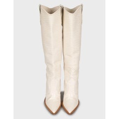 Fendi White Leather Asymmetrical Heel Boots - Size 39