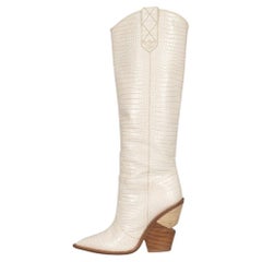 Fendi White Leather Asymmetrical Heel Boots - Size 39