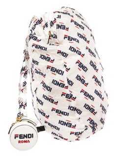 Fendi White Leather Coin Purse With Foldable Nylon Backpack