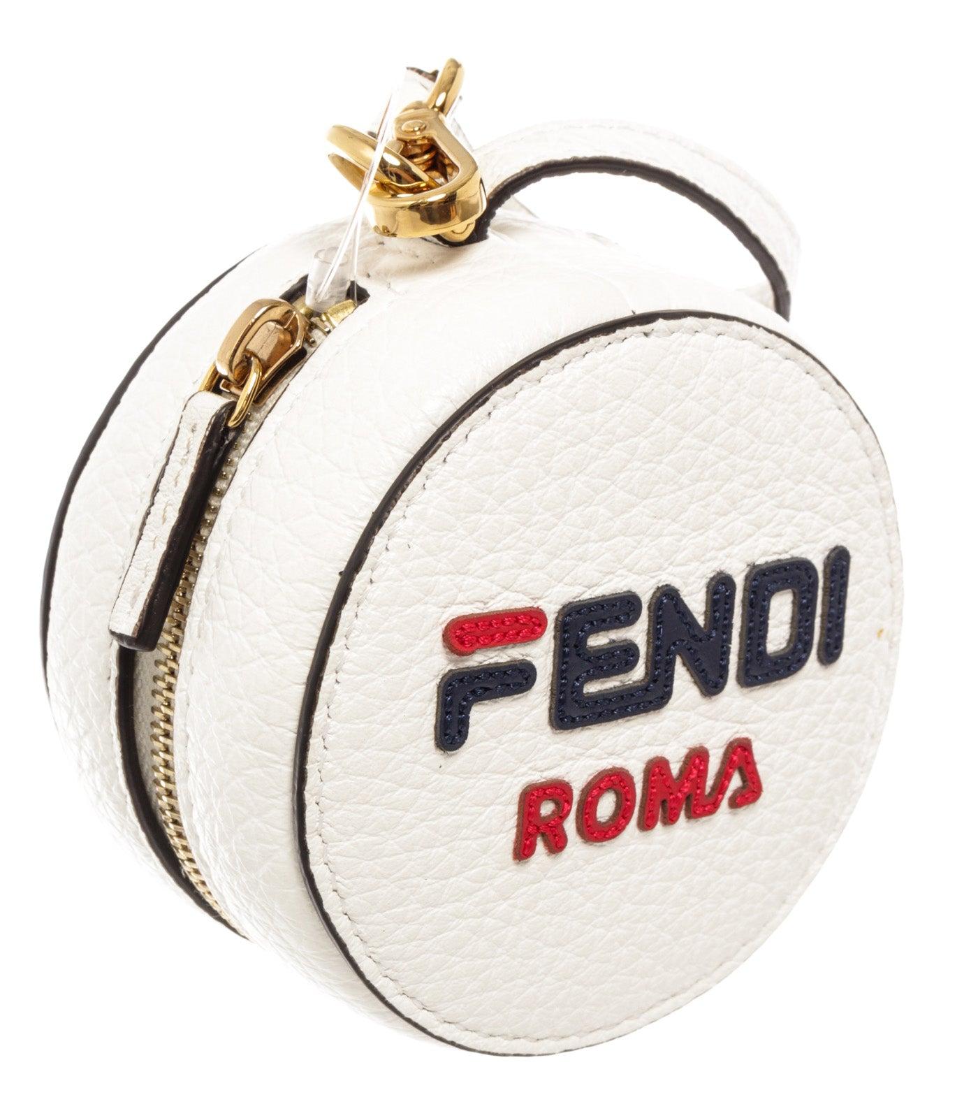 Women's Fendi White Leather Coin Purse With Foldable Nylon Backpack