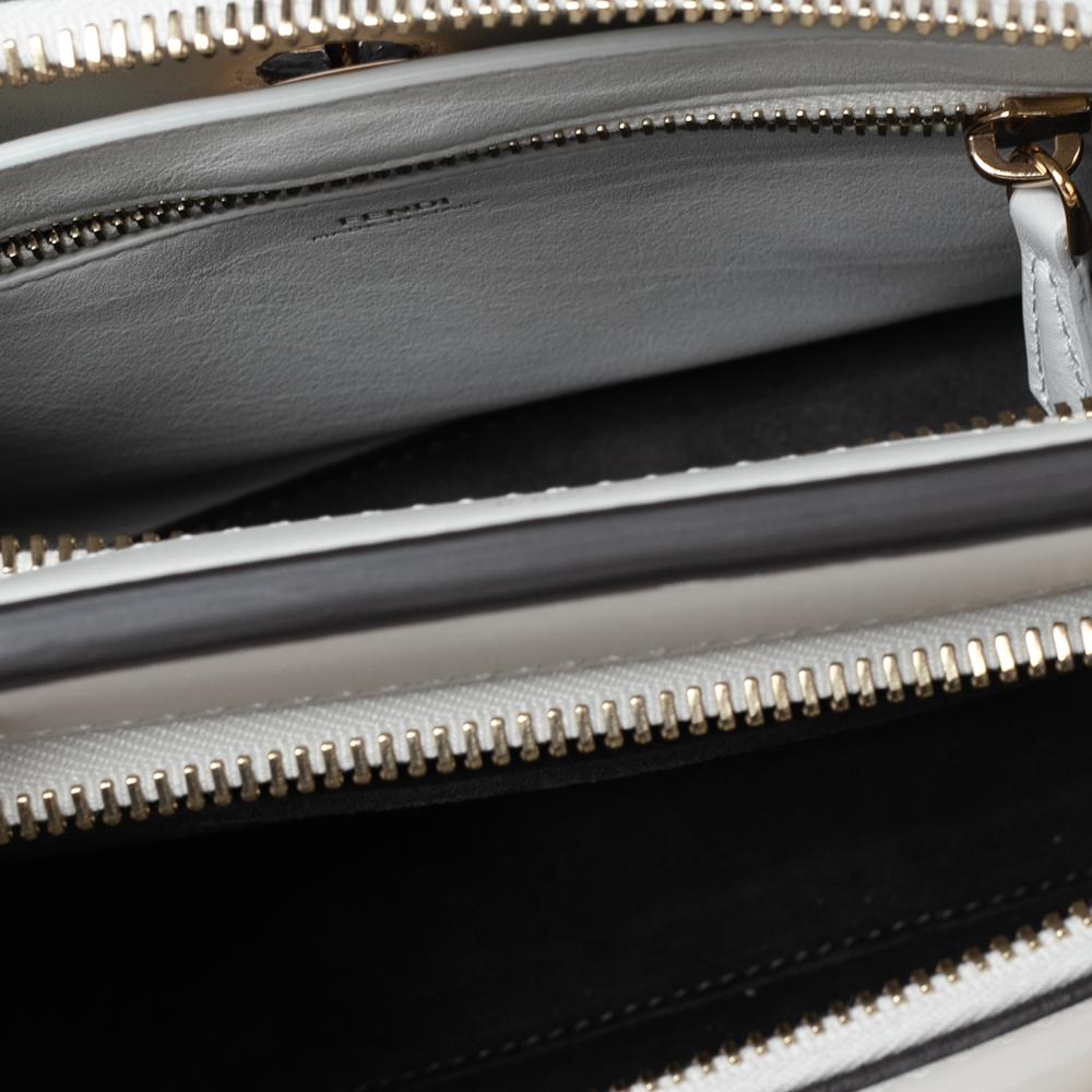Fendi White Leather Dotcom Whipstitch Shoulder Bag 5