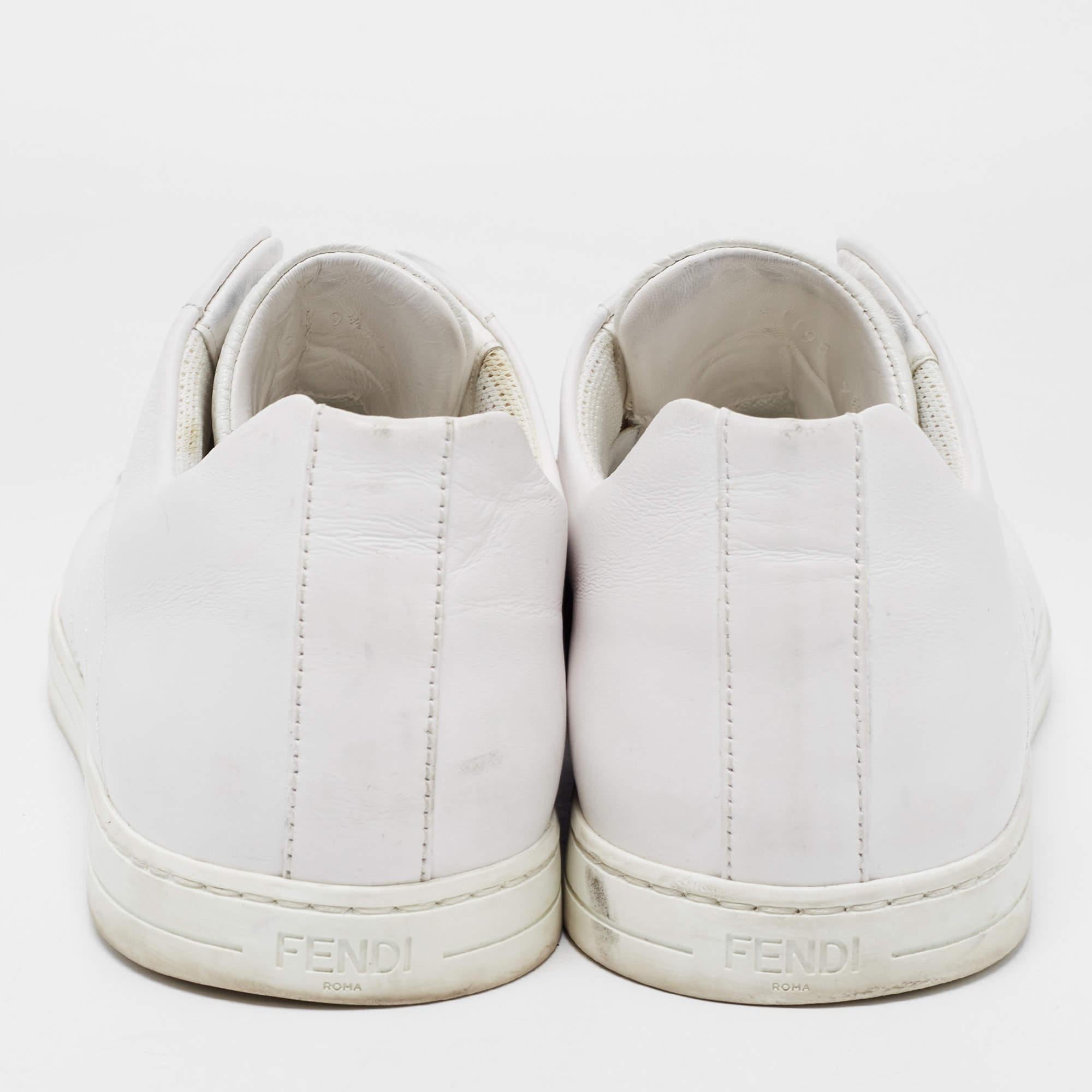 Fendi White Leather FF Crisscross Strap Slip On Sneakers Size 43.5 1