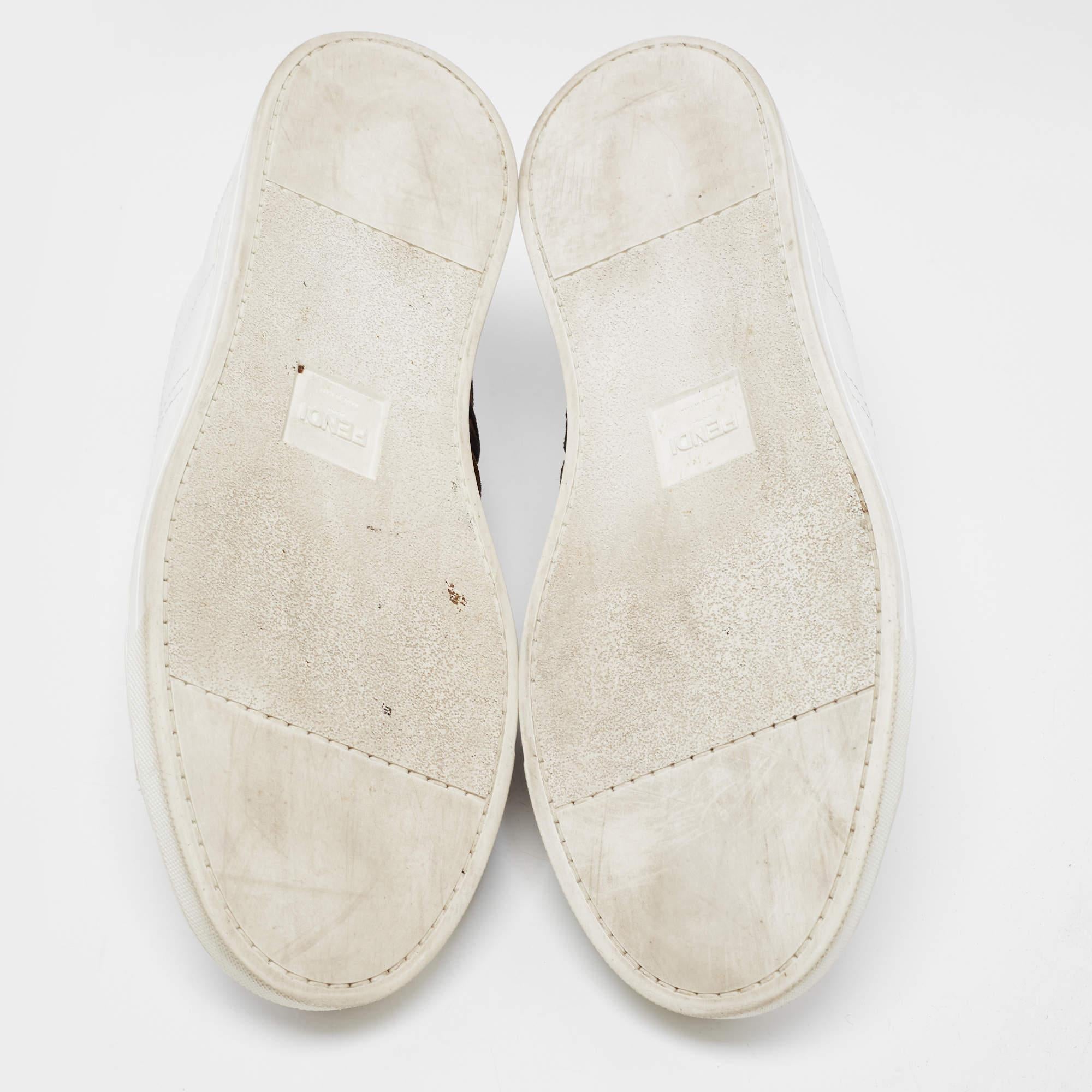 Fendi White Leather FF Crisscross Strap Slip On Sneakers Size 43.5 2