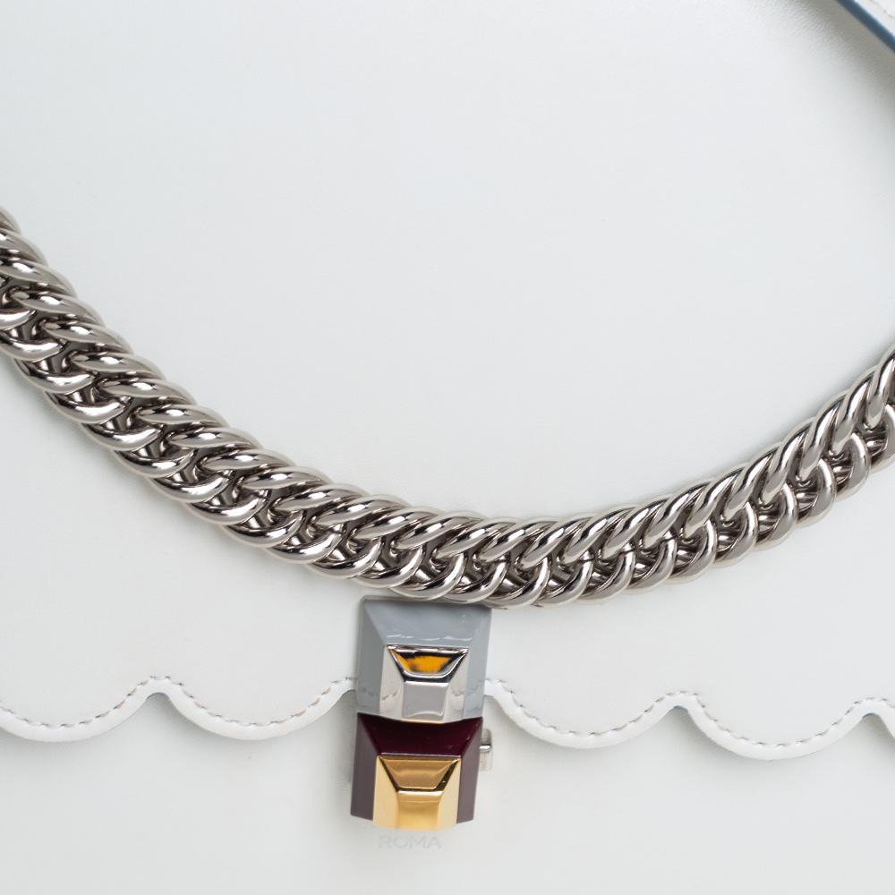 Fendi White Leather Kan I Scalloped Crossbody Bag 5