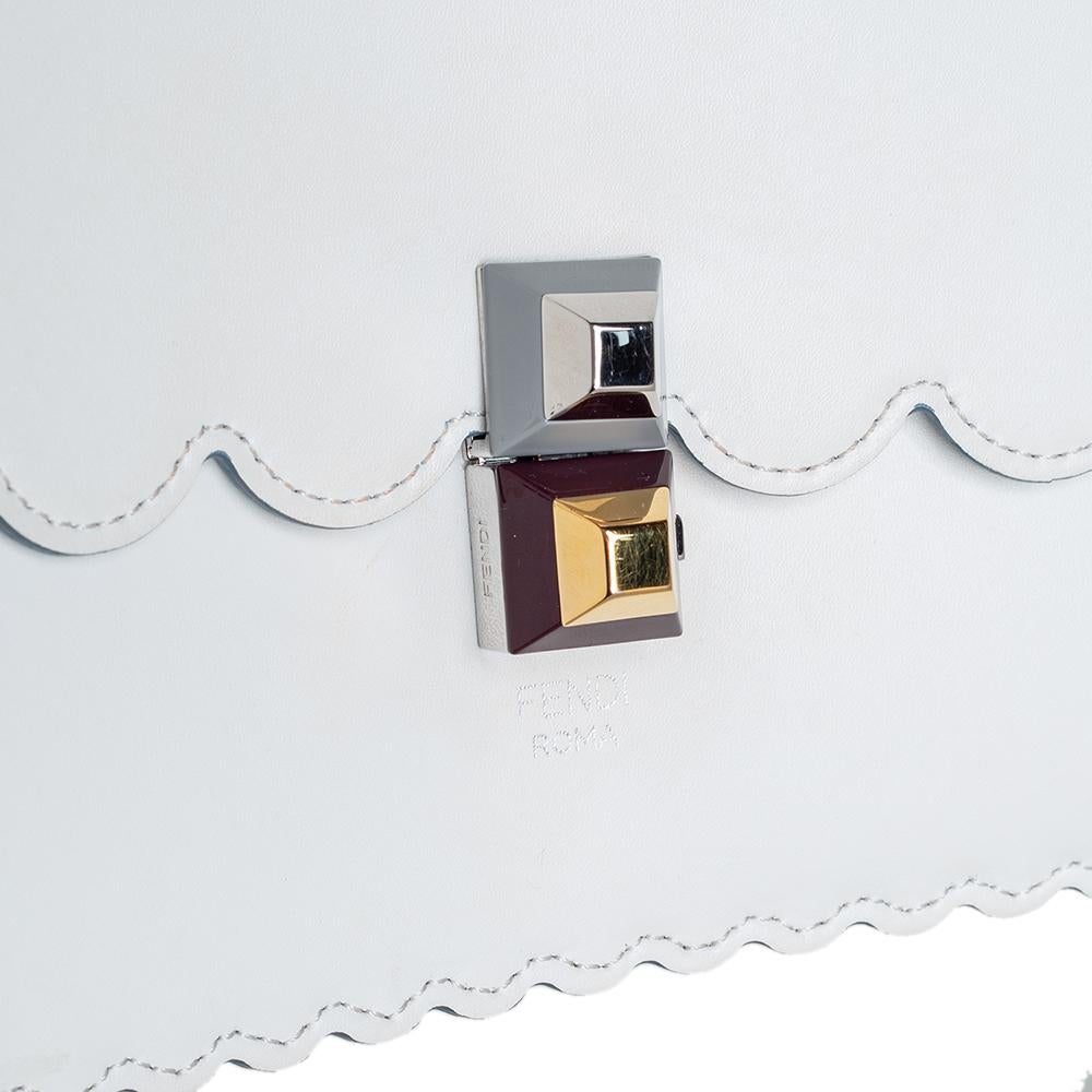 Fendi White Leather Kan I Scalloped Crossbody Bag 3