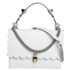 Fendi White Leather Kan I Scalloped Crossbody Bag