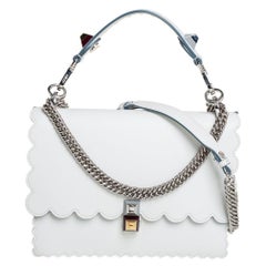 Fendi White Leather Kan I Scalloped Crossbody Bag