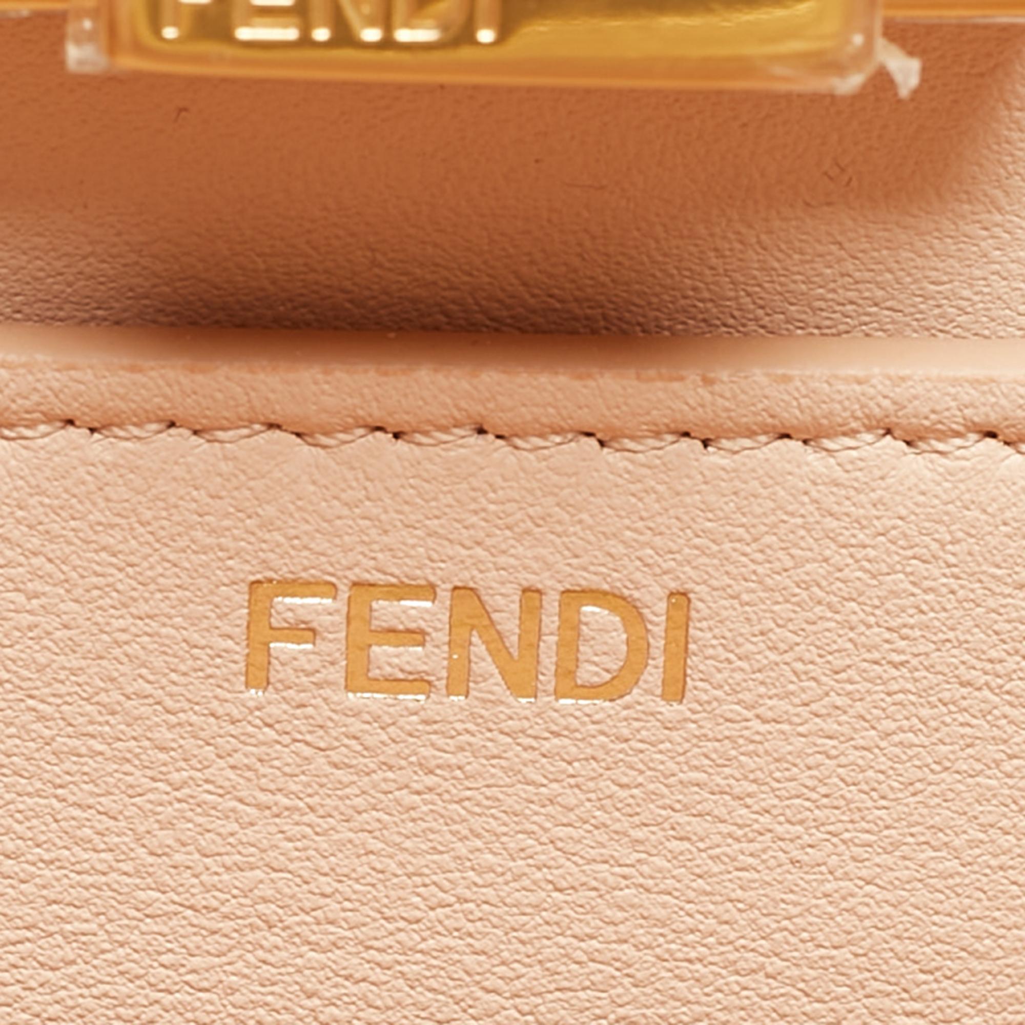 Fendi White Leather Medium Inlay Peekaboo ISeeU Top Handle Bag 9