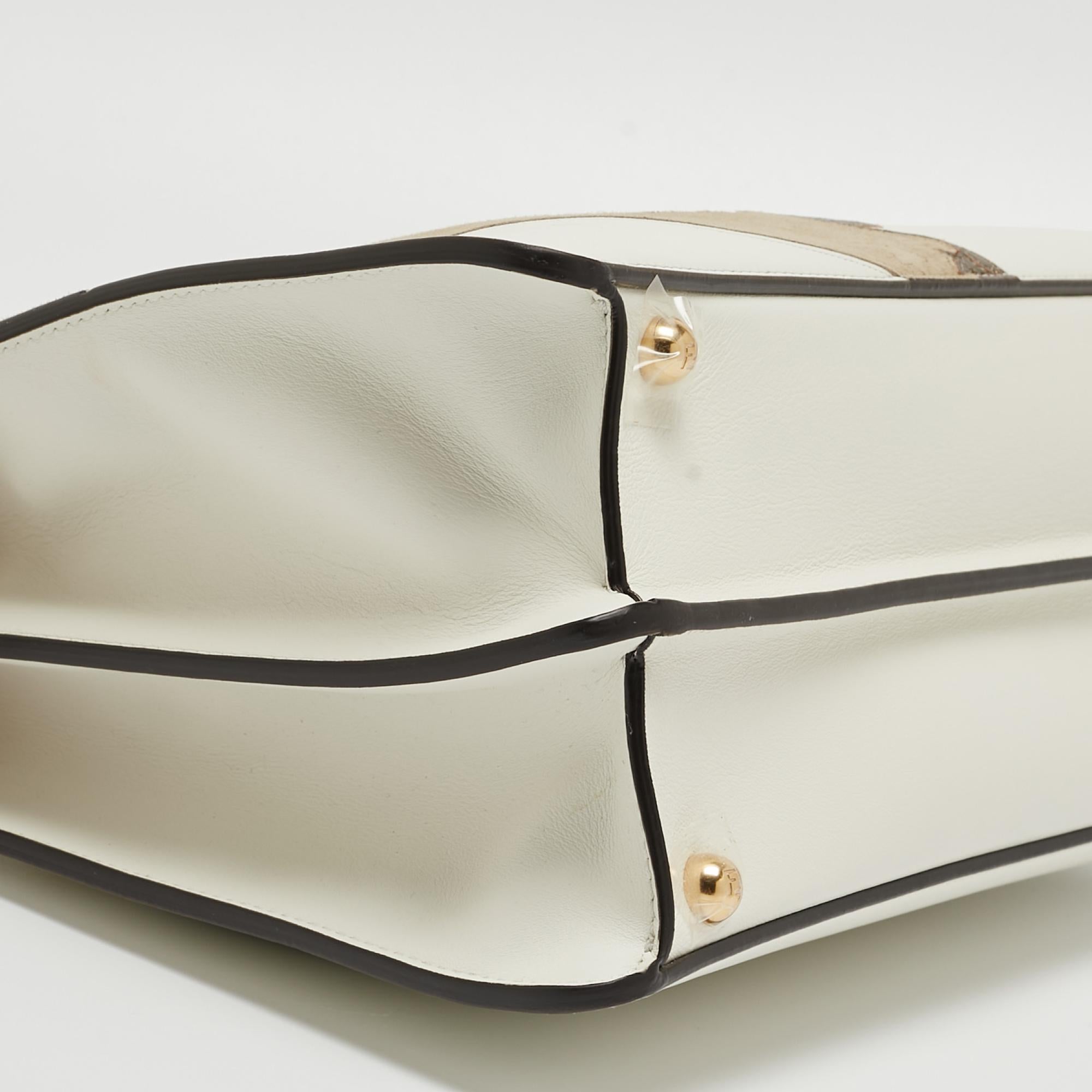Fendi White Leather Medium Inlay Peekaboo ISeeU Top Handle Bag 1