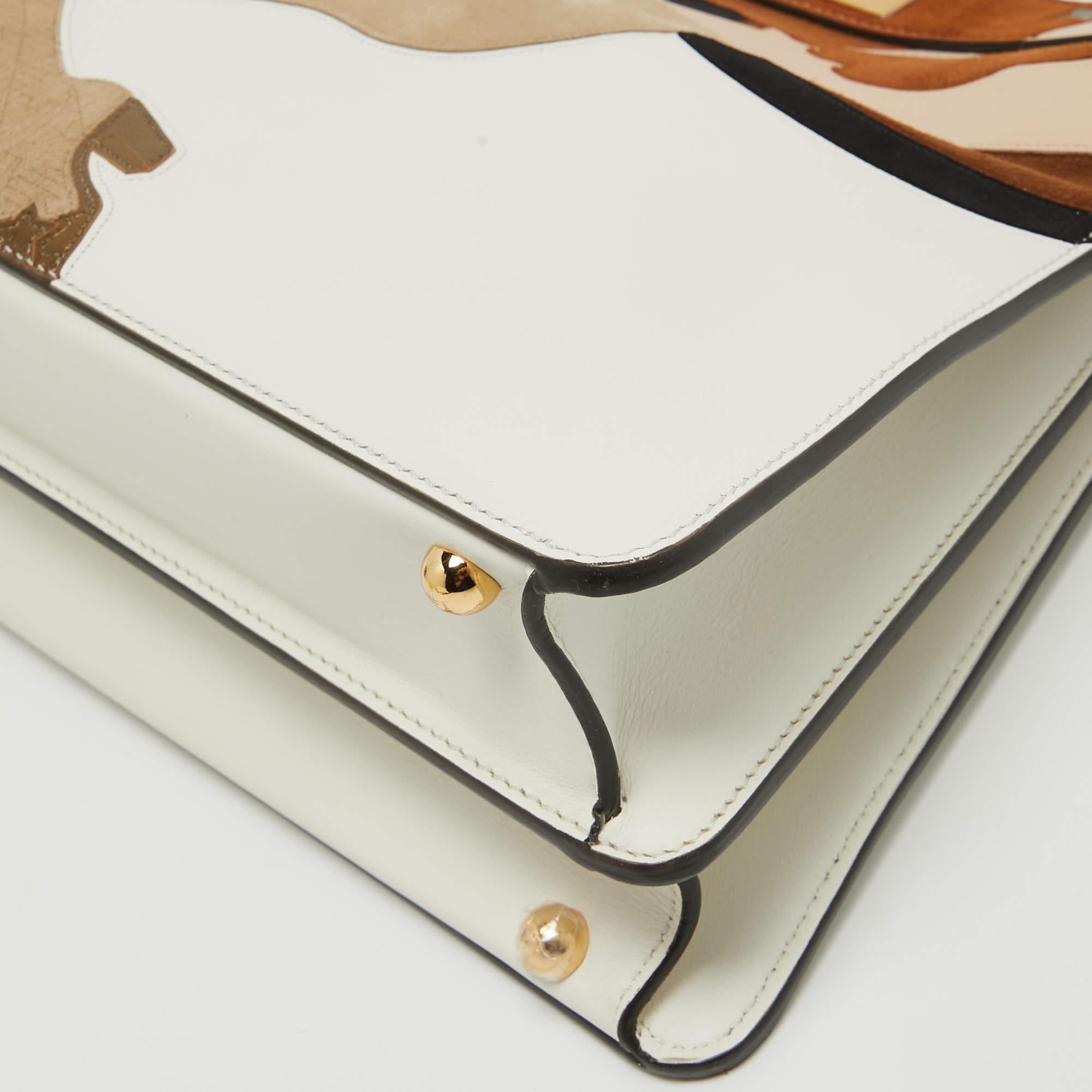 Fendi White Leather Medium Inlay Peekaboo ISeeU Top Handle Bag 5