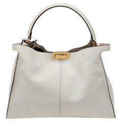 Fendi White Leather Medium Peekaboo X Lite Top Handle Bag