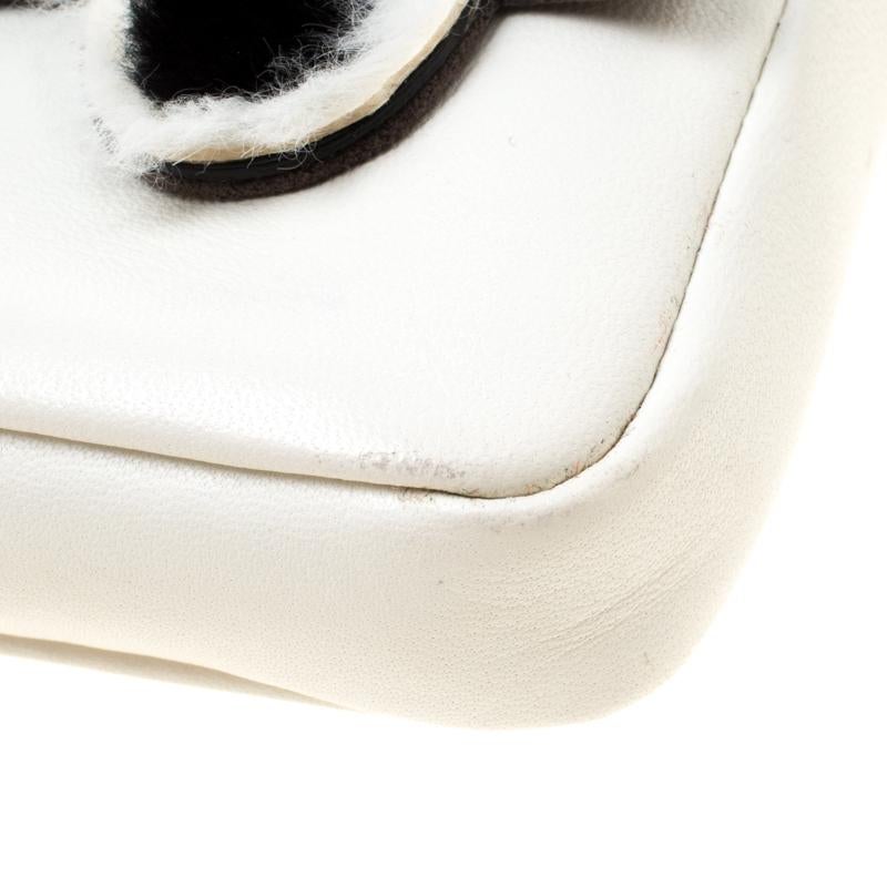 Fendi White Leather Micro Monster Baguette Bag 6