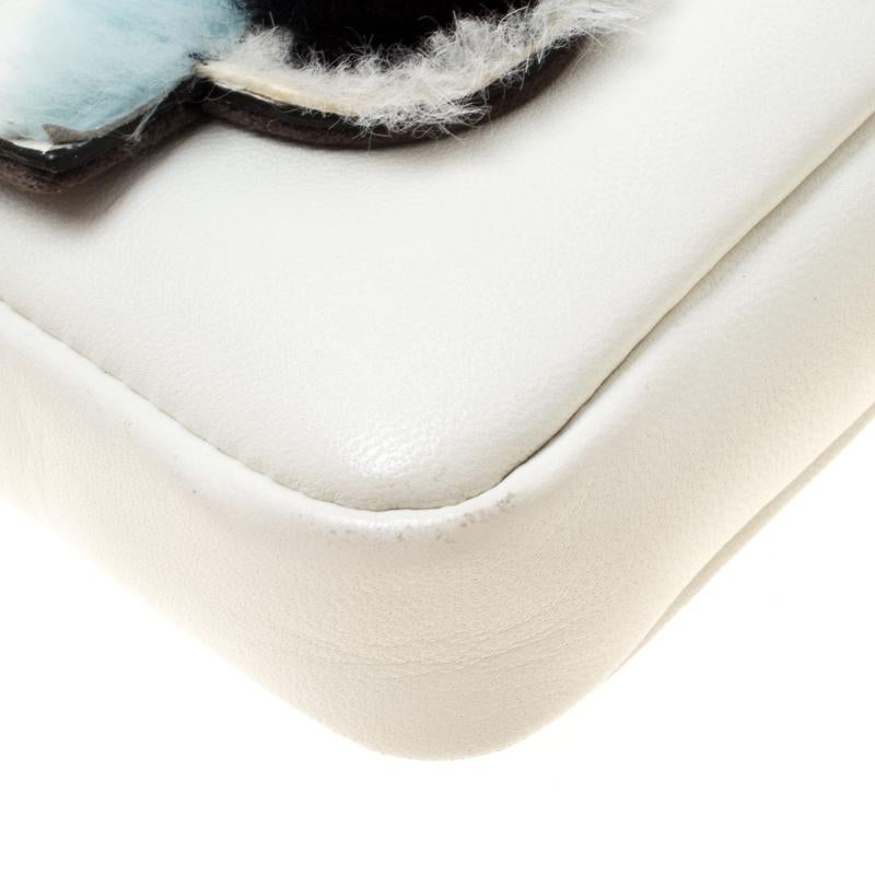 Fendi White Leather Micro Monster Baguette Bag 7