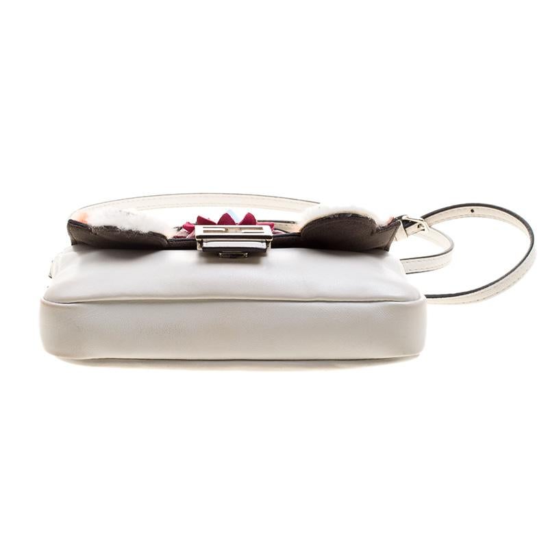 Fendi White Leather Micro Monster Baguette Bag 1