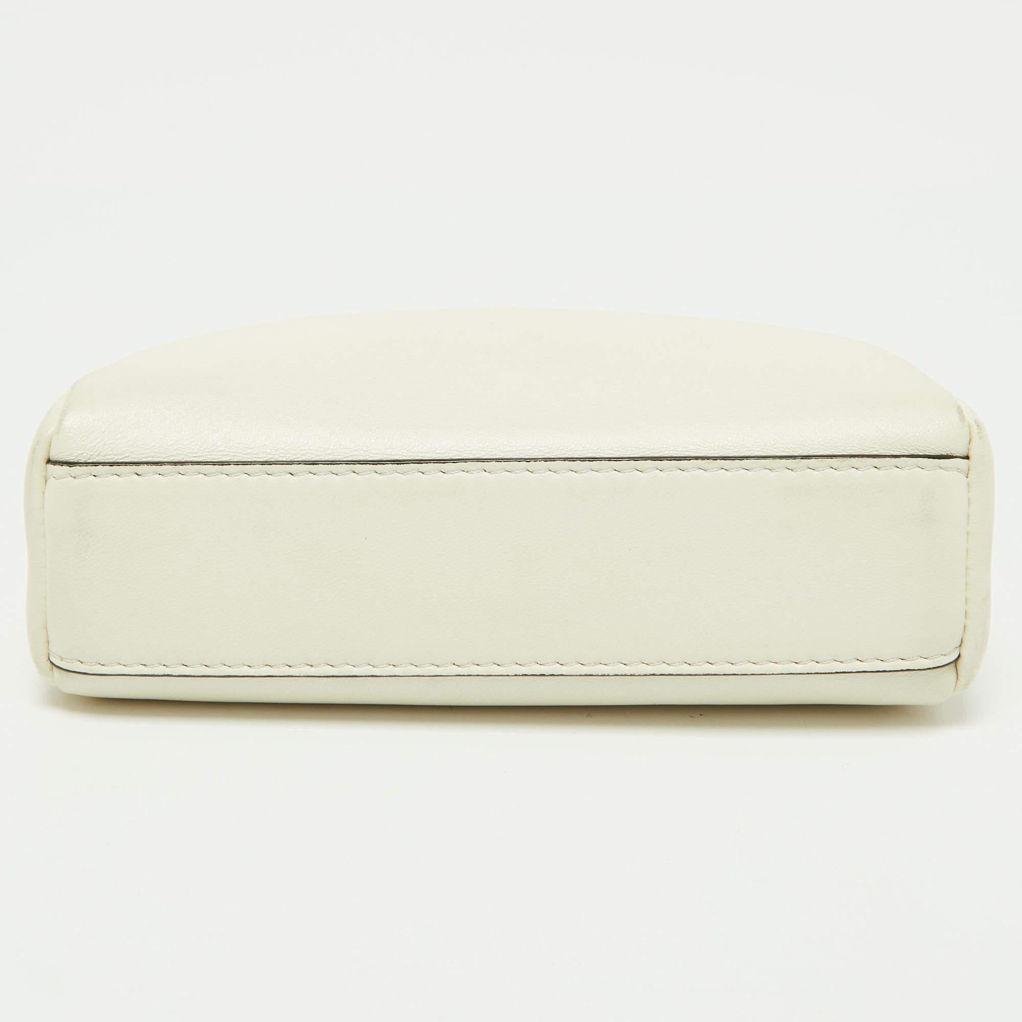 Fendi White Leather Micro Peekaboo Crossbody Bag 6