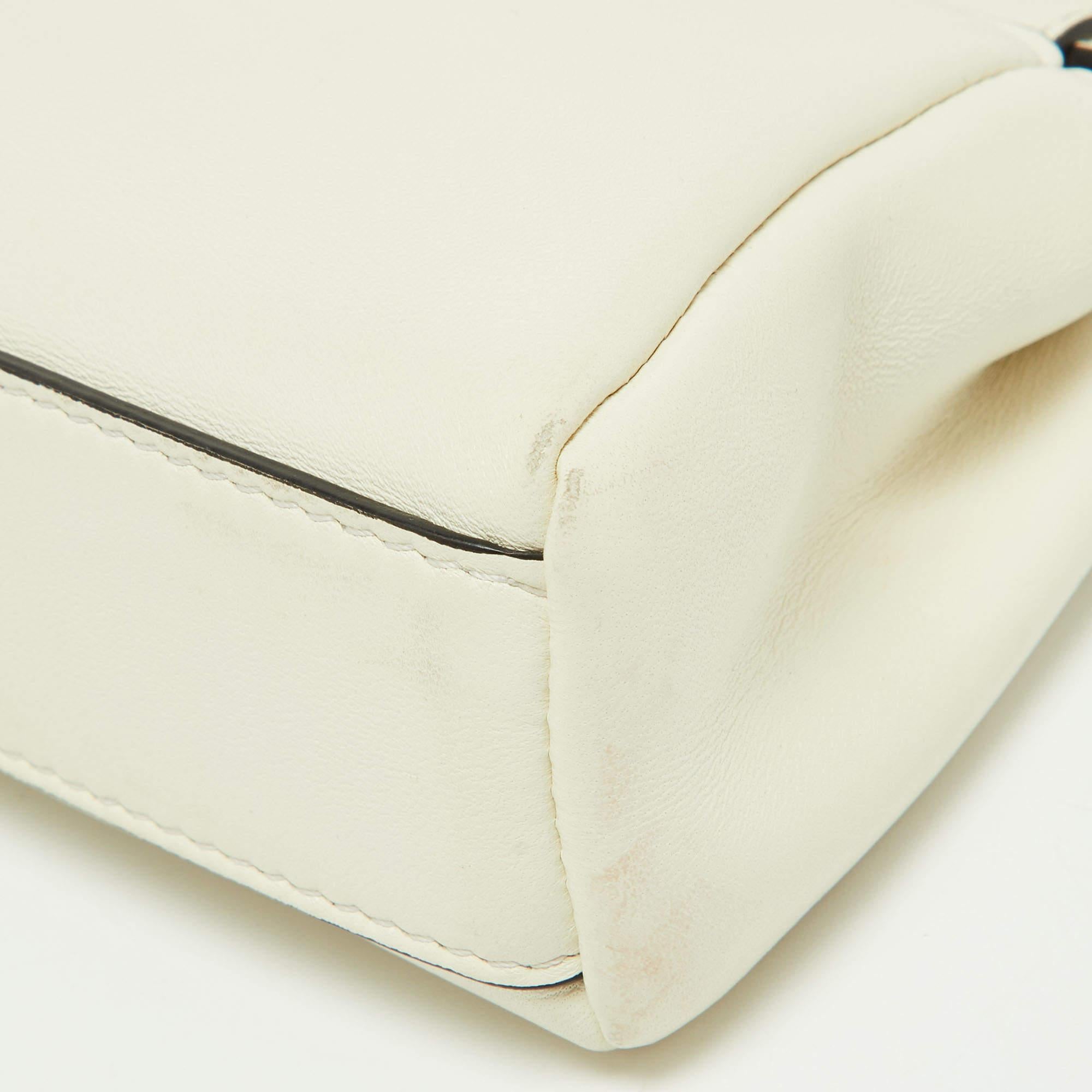 Fendi White Leather Micro Peekaboo Crossbody Bag 2