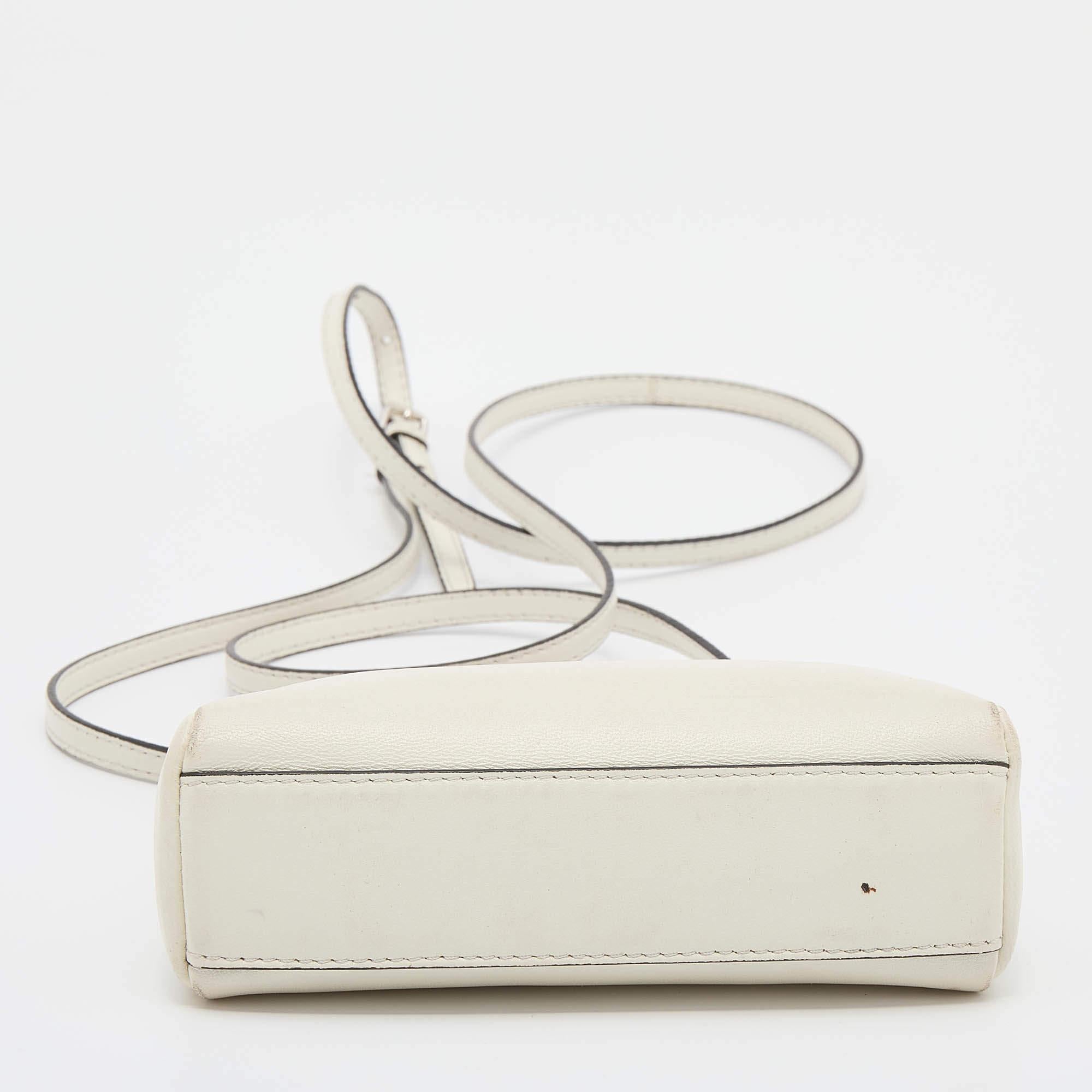 Fendi White Leather Micro Peekaboo Top Handle Bag 1