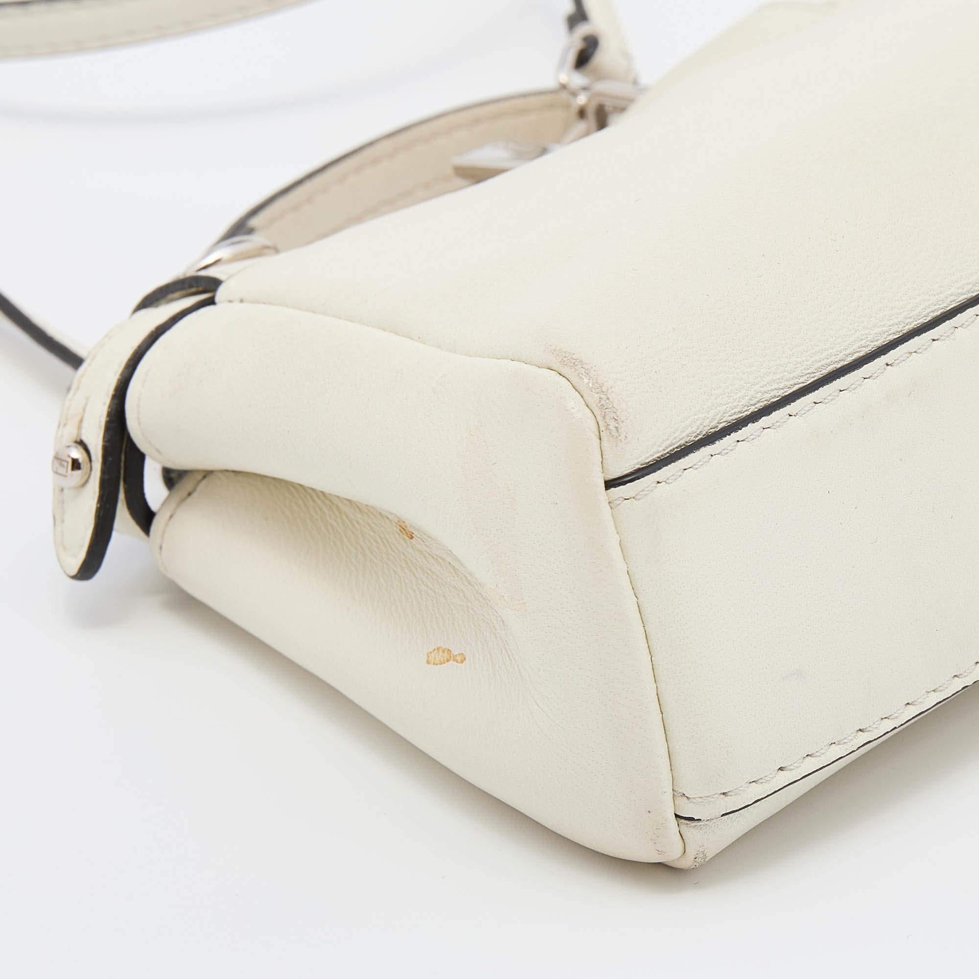 Fendi White Leather Micro Peekaboo Top Handle Bag 2