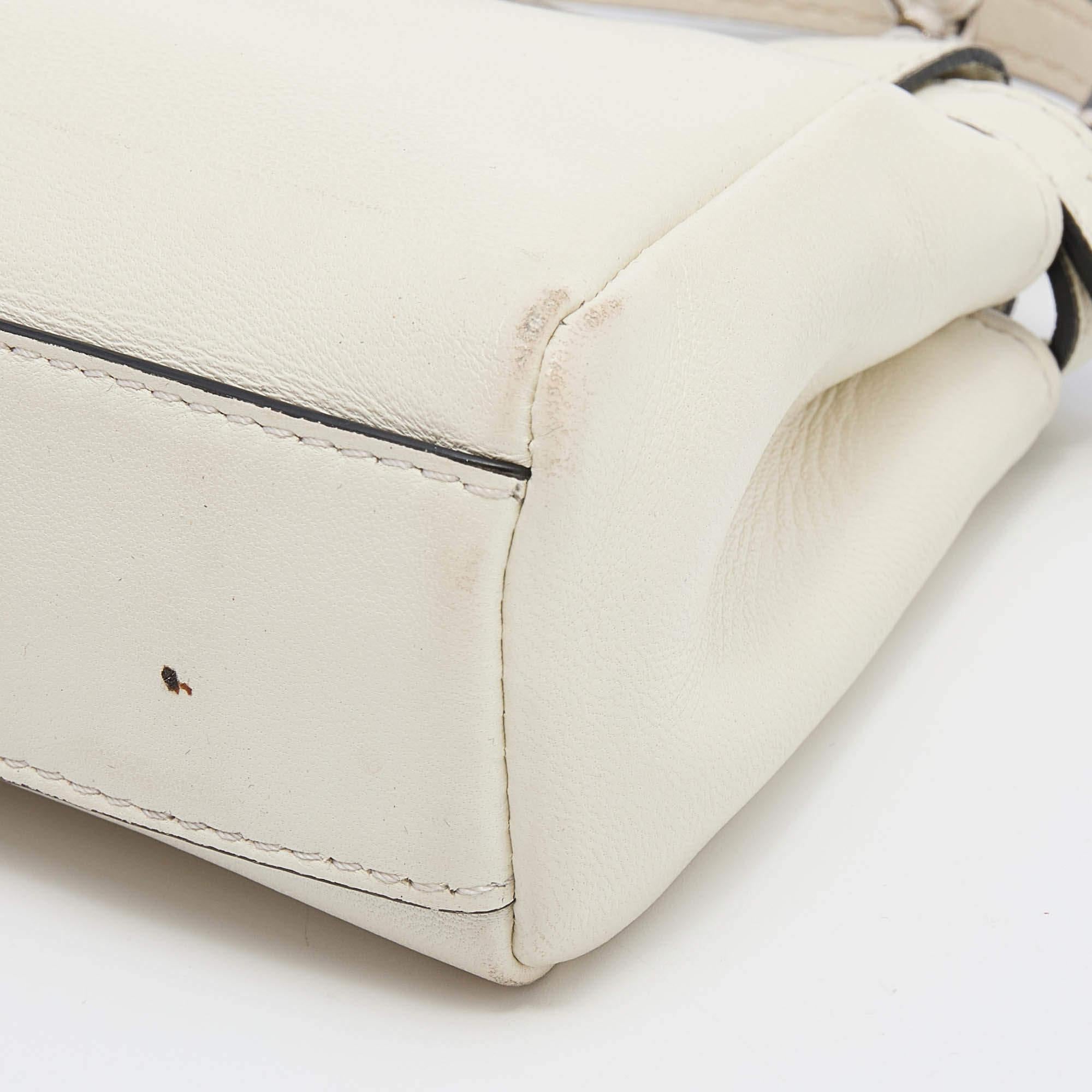 Fendi White Leather Micro Peekaboo Top Handle Bag 3