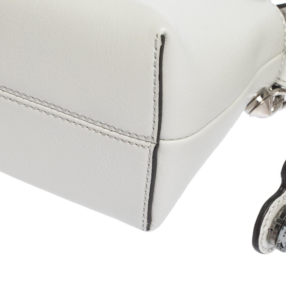 Fendi White Leather Mini By The Way Flower Tail Mini Crossbody Bag In Excellent Condition In Dubai, Al Qouz 2