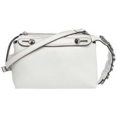 Fendi White Leather Mini By The Way Flower Tail Mini Crossbody Bag