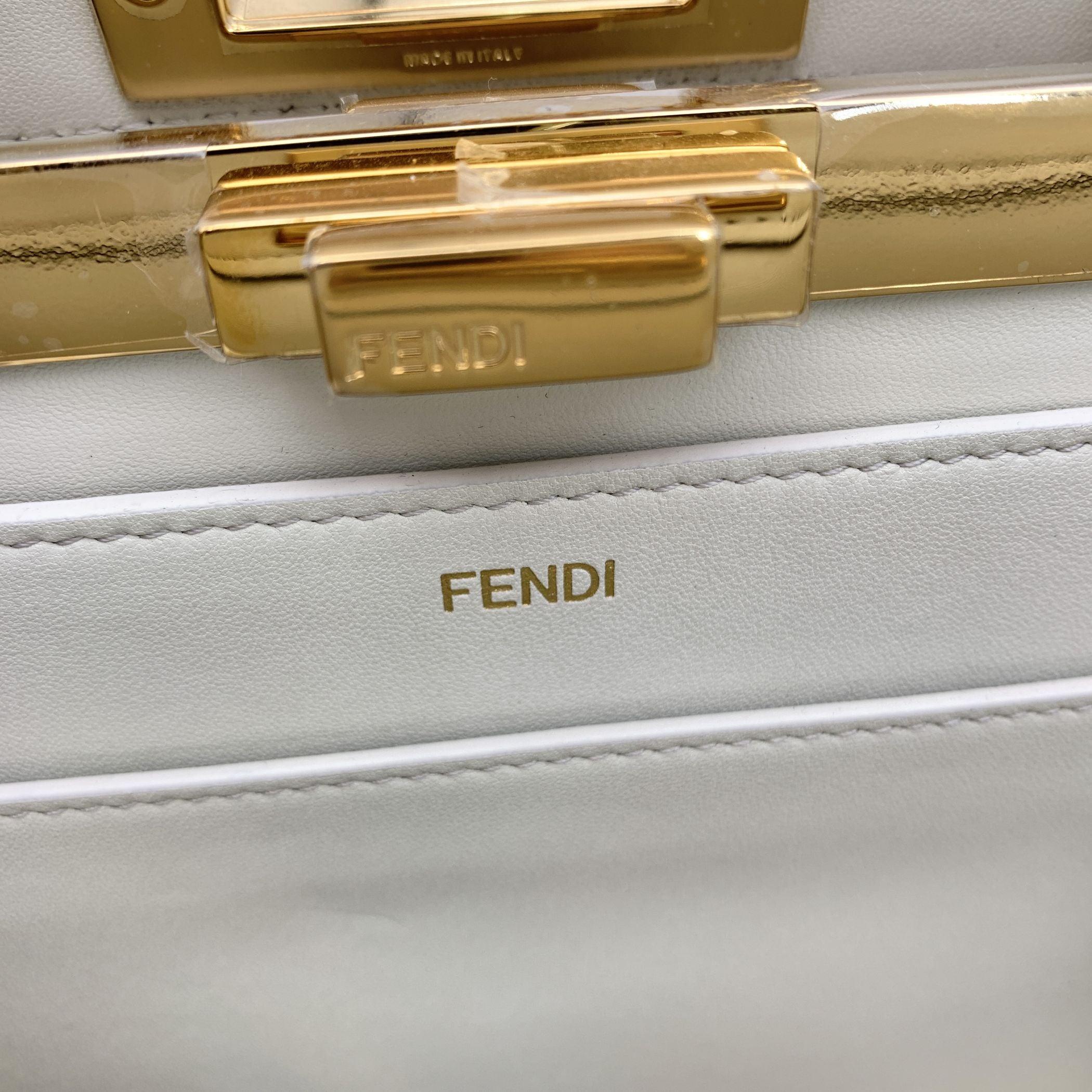 Fendi White Leather Peekaboo ISeeU Medium Top Handle Satchel For Sale 1