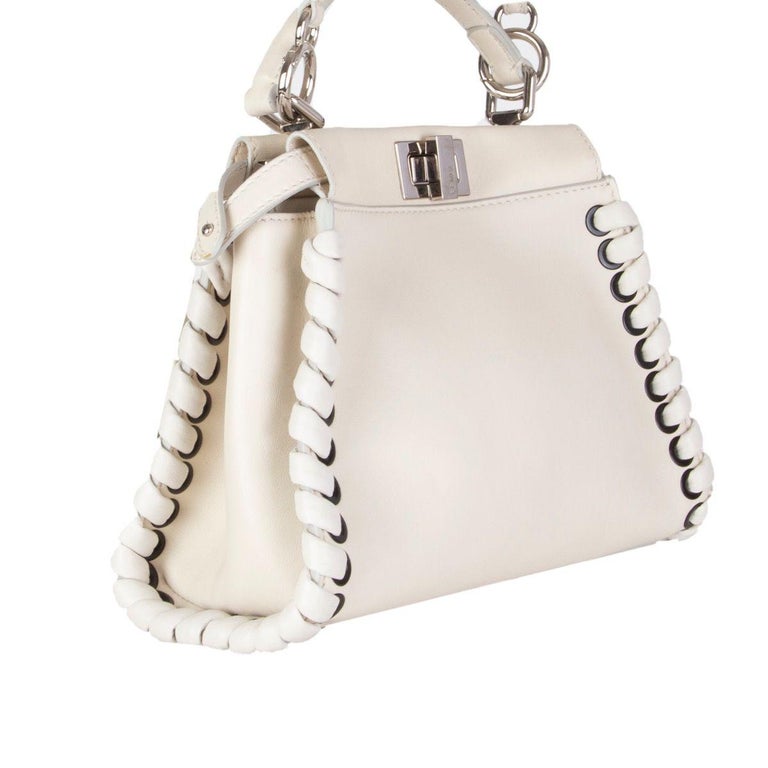 FENDI white leather PEEKABOO MINI WHIPSTITCH Shoulder Bag at 1stDibs