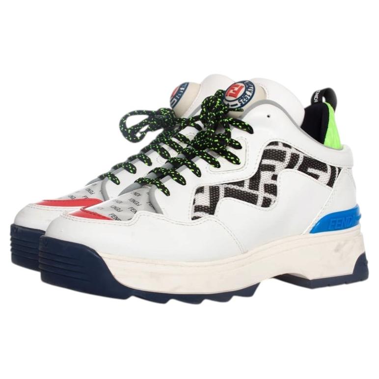 Fendi, White leather T REX sneakers For Sale