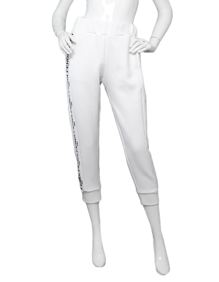 Fendi White Logo Side Bands Cotton Jersey Sweatpants size 40 For Sale ...