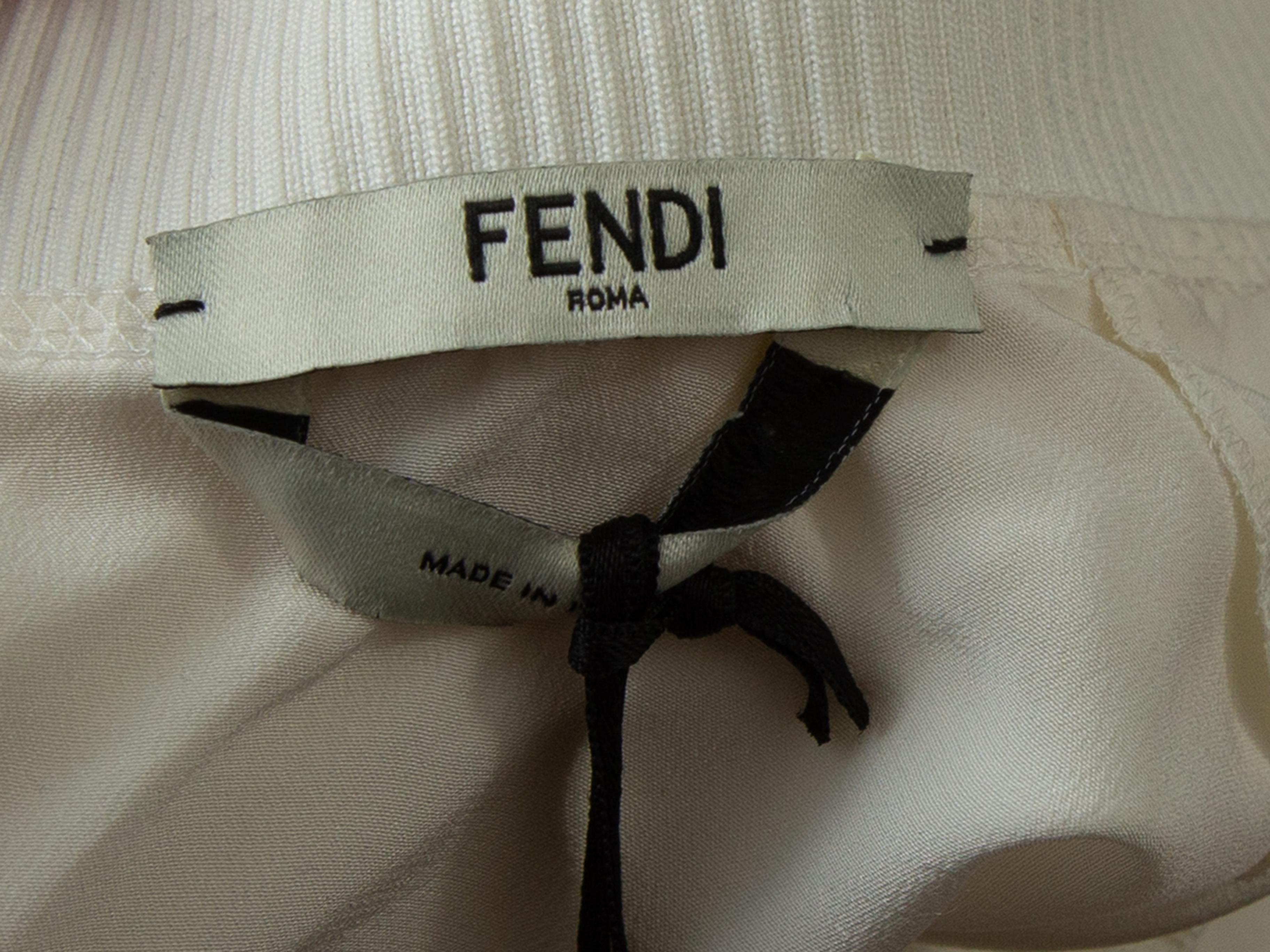 Gray Fendi White Long Sleeve Mock Neck Top