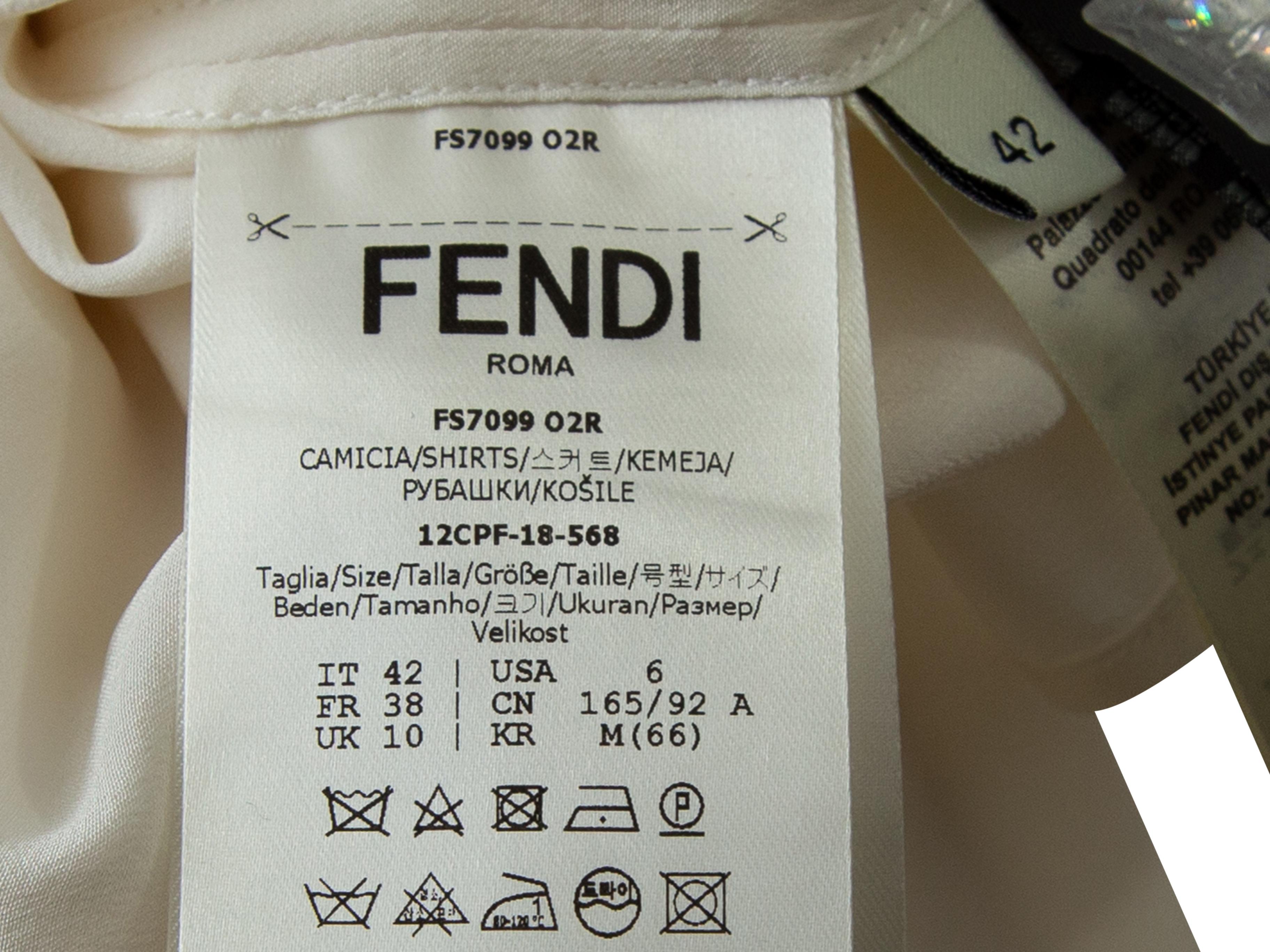 Fendi White Long Sleeve Mock Neck Top In Good Condition In New York, NY