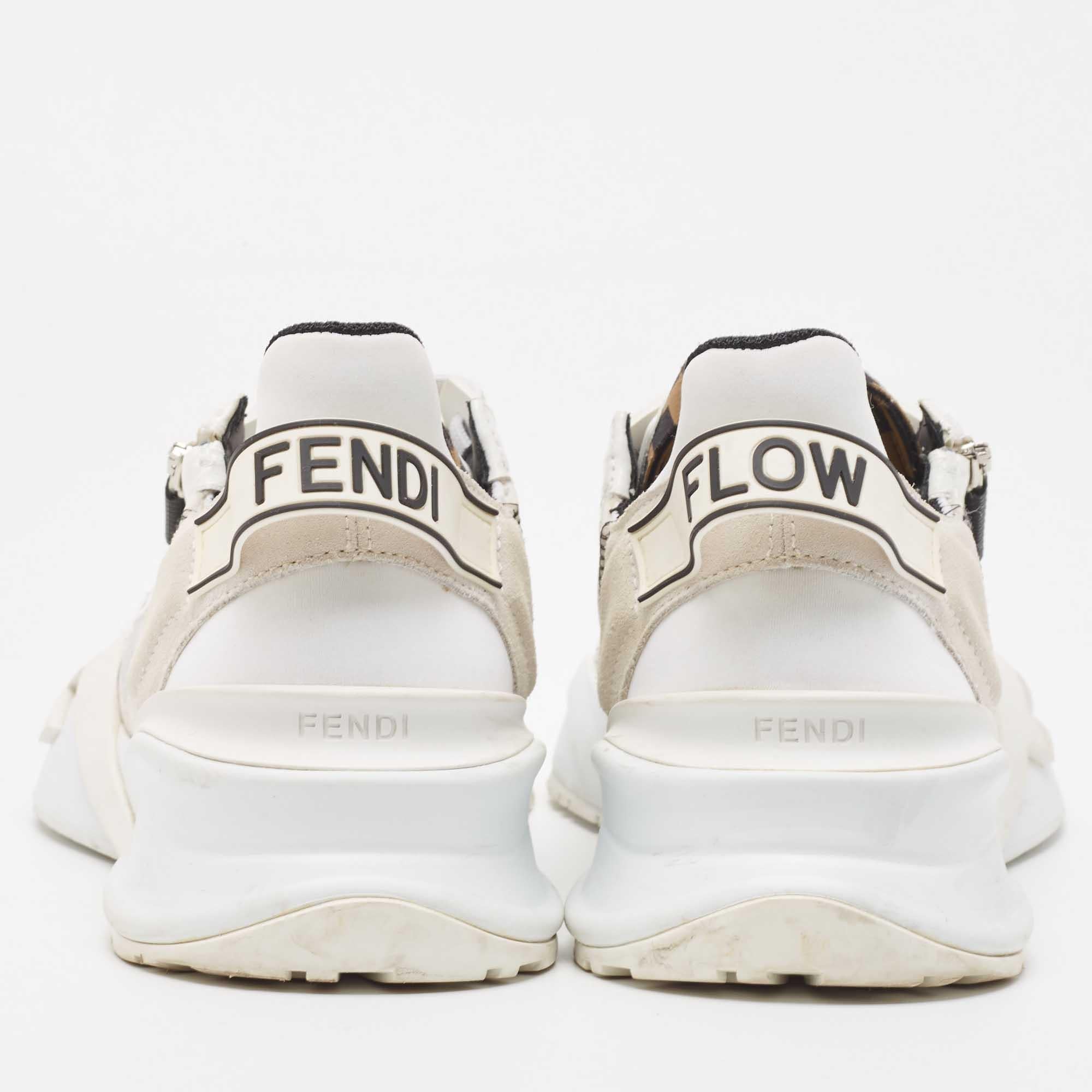 Fendi White Mesh and Suede Flow Sneakers Size 40 1