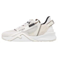 Fendi White Mesh and Suede Flow Sneakers Size 40