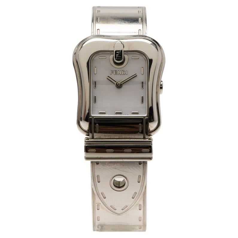 Fendi White Mother Of Pearl Stainless Steel B. Fendi Women's Wristwatch 23MM