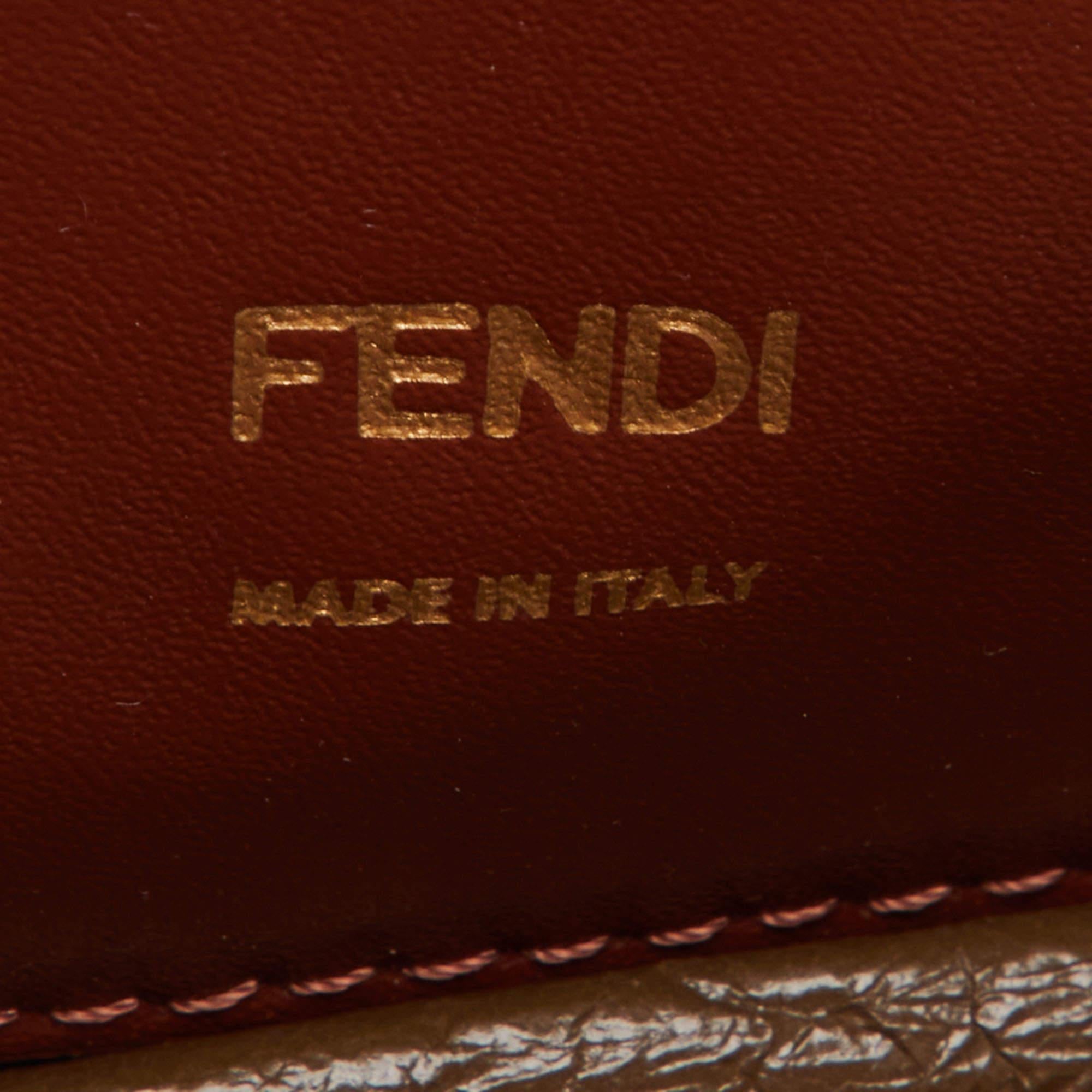 Fendi White/Olive Green Perforeted Leather Small Kan U Shoulder Bag 7
